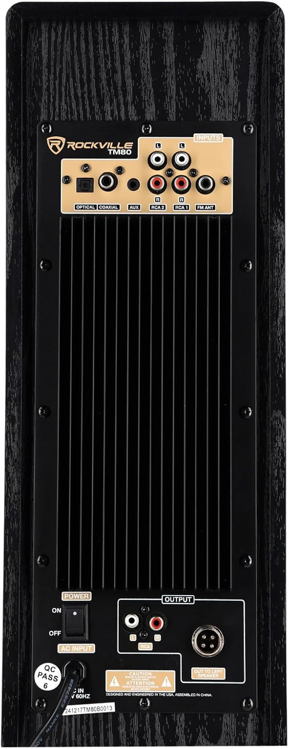 Rockville TM80B Powered Home Theater Tower Speaker System  Black  800W  8" Subwoofers  Bluetooth  USB/SD Playback  FM Radio  Remote Control  Karaoke Ready  Perfect for Home Entertainment