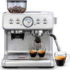 20 Bar Espresso Machine with Grinder & Milk Frother Steam Wand, 58mm Expresso Coffee machines, Stainless Steel Coffee Maker for Cappuccino and Latte, Perfect for Home and Café Use