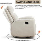 INZOY Nursing Rocking Chair Recliner, Swivel Rocker Recliner, Swivel Glider Rocking Recliners with Soft Backrest, Chenille Fabric Manual Reclining Sofa for Living Room Bedroom Apartment, Beige