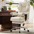 7-Point Massage Office Chair,Heated Manageral Chair,Ergonomic Executive Chair with Footrest,Adjustable Armrest，Computer Chair for Offices, Study Areas, Gaming Spaces,Beige
