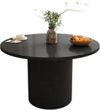 47 Inch Round Dining Table, Farmhouse Fluted Dining Kitchen Table, Modern Wood Small Circle Dining Table for Kitchen Living Room, Black
