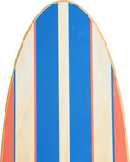 Creative Co-Op Coastal Decorative Surfboard Wall Décor, Red & Blue Stripes Overlaid On Natural Wood, Hangs Vertical or Horizontal