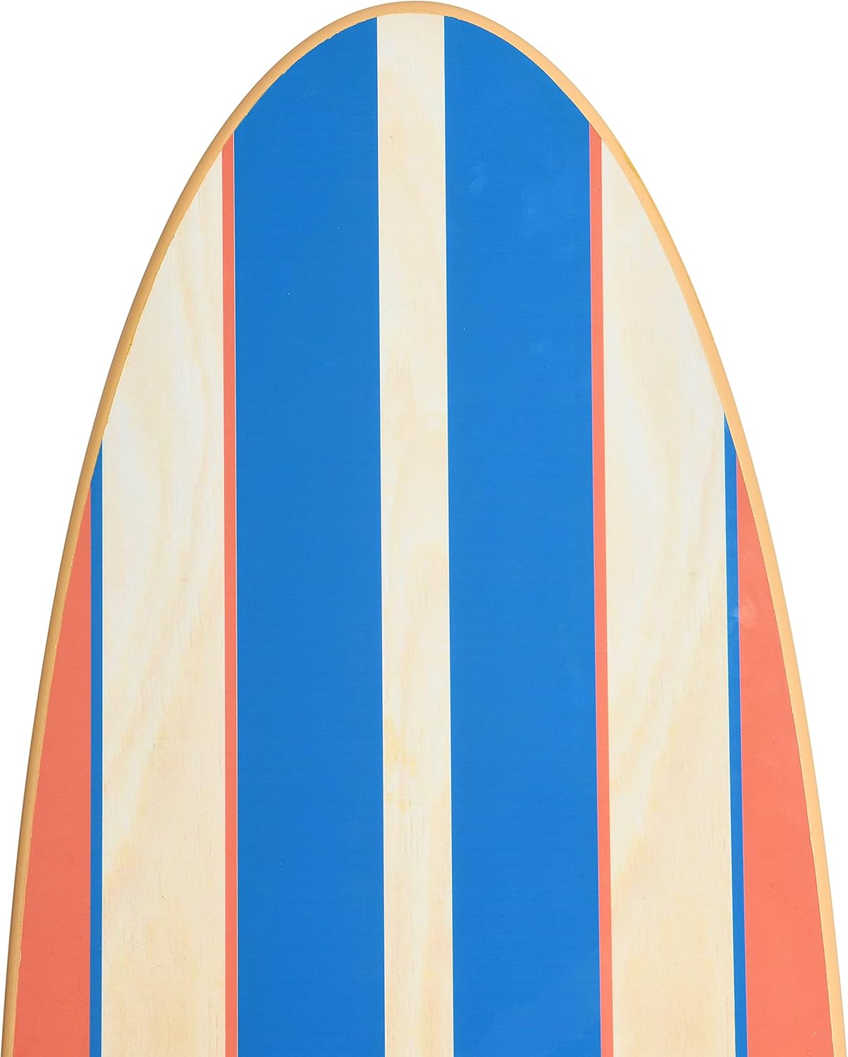 Creative Co-Op Coastal Decorative Surfboard Wall Décor, Red & Blue Stripes Overlaid On Natural Wood, Hangs Vertical or Horizontal