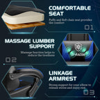 Homall Gaming Chair with Massage & Footrest, Ergonomic Computer Office Chair, High-Back Racing Style Reclining Chair with Adjustable Lumbar Support, PU Leather for Adults (Blue)