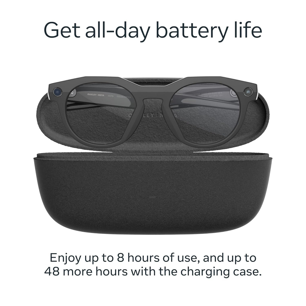 Oakley Meta HSTN  Black | Smart AI Glasses for Men  Women — Performance for Sports  Athletes — Camera  Audio  Video — 8 Hour Battery — 3K HD Resolution — Clear Lenses