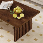BON AUGURE Coffee Table for Living Room, Farmhouse Wood Center Table, Rectangle Mid-Century Living Room Tables, Unique Fluted Panel Coffee Tables (Rustic Oak, 43Inch)