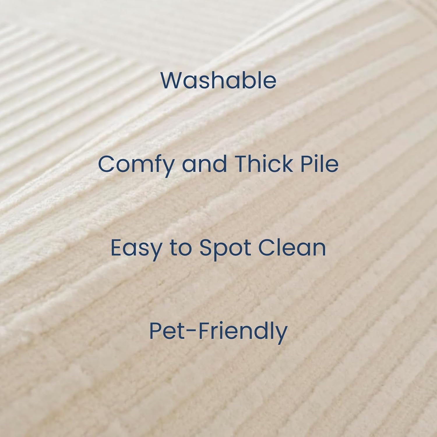 Revival Rugs Record 9'2"x12'2" Washable Area Rug for Living Room Bedroom - 100% Recycled Oeko-TEX Certified, Medium Pile, Beige, Cream