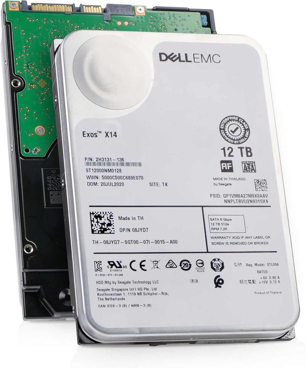 Dell/Seagate Exos X14 12TB ST12000NM0128 7.2K RPM SATA 6Gb/s 512e 3.5" Enterprise Hard Drive (Renewed)