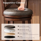 ALPHA HOME Swivel Bar Stools with Backs, 30 Inch Bar Stools Set of 2, Wooden Bar Stools, 360 Degrees Swivel Chairs with Upholstered, Wrap-Around Footrest for Pub, Kitchen, Dark Cherry/Fondant