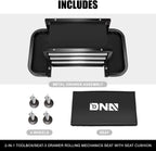 DNA Motoring 3-Drawer Mechanic Roller Seat, Rolling Creeper Garage/Shop Seat with Tool Trays, Rolling Tool Chest Stool with Tool Box, Padded Seat Cushion, 350lbs Capacity, Red, Black, TOOLS-00262