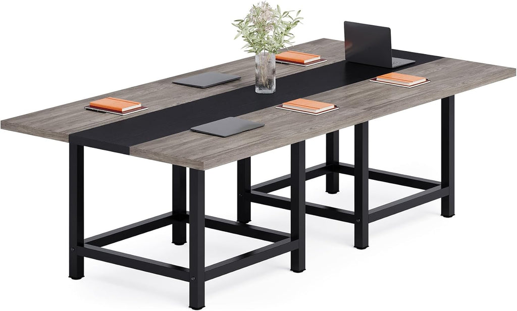 LITTLE TREE 39-Inch Square Small Conference Room Table for 4 People, Wood Computer Desk for Home Office, Small Space (Chair not Included)