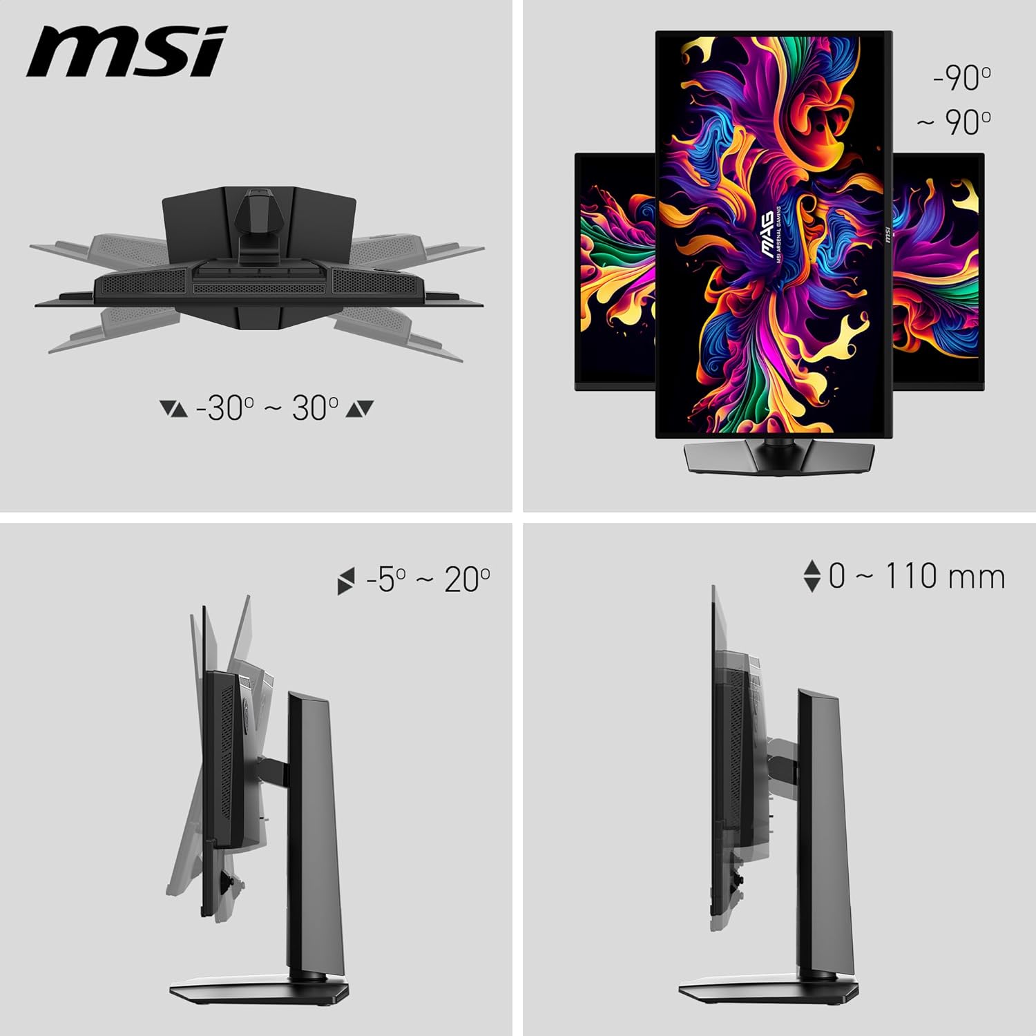 msi MAG 274QP QD-OLED X24 27-inch 2560 x 1440 (QHD) Gaming Monitor  240Hz  Adaptive-Sync  HDMI  DisplayPort  VESA Mountable  Tilt  Height Adjustable  Speaker  0.03ms  Black