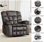 Power Lift Recliner Chair for Elderly with Vibration Massage and Lumbar Heating, Overstuffed Electric Lift Chair with 2 Side Pockets and Cup Holders, USB & Type-C for Living Room, Textile Black