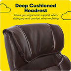 Serta® Hannah Executive Home Office Desk Chair, Ergonomic Mid-Back with Lumbar Support, Firm Seat Cushion, Layered Body Pillows, Padded Armrests, Swivel Base, Easy Assembly, Bonded Leather, Brown