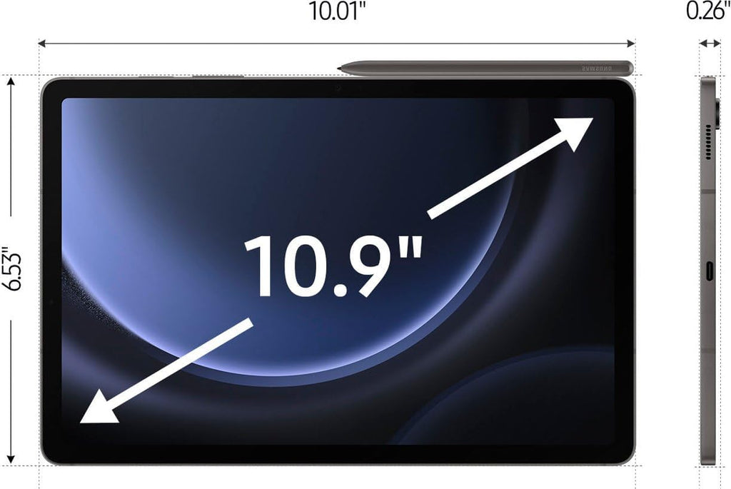 Samsung Galaxy Tab S9 FE 10.9” 128GB WiFi Android Tablet  Large Display  Long Battery Life  Powerful Processor  S Pen  8MP Camera  Lightweight Durable Design  Expandable Storage  US Version 2023 Gray