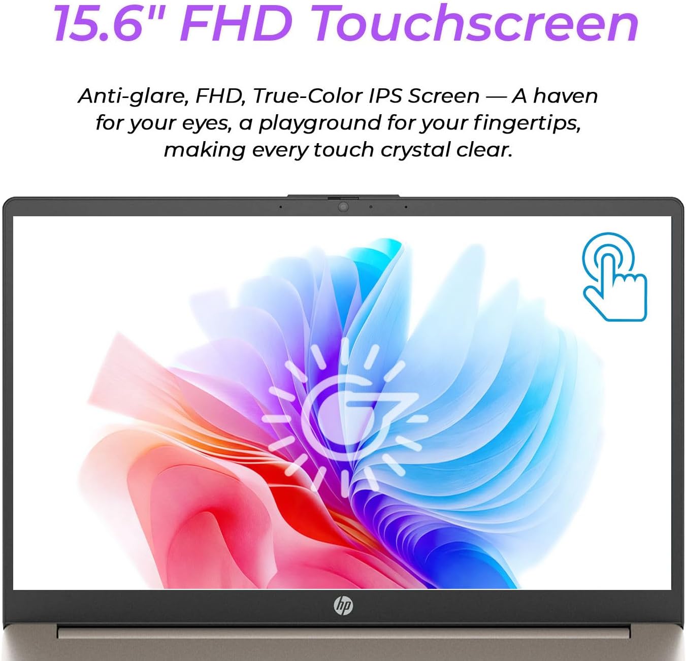 HP Touchscreen 15.6" FHD Business Laptop Computer | 2026 Edition | AMD Ryzen 5 (Up to 4.3GHz) | 8GB DDR5 RAM  256GB PCIe SSD | AI Copilot Key | Windows 11 with Office 365 for The Web • w/o Mouse