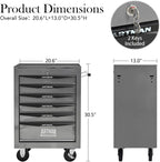 Iron-Top Rolling Tool Chest with Lockable Wheels and Side Handles, 7-Drawer Tool Storage Cabinet with Ball Bearing for Garage, Repair Shop, Required Assembly, Large Storage Capacity (Iron, 6-Gray)