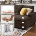 Comfy Cloud Couch Sectional Sofa with Lumbar Pillows, Modern U-Shaped Cloud Sofa with Double Chaise & Deep Seat 4 Seat Sectional Couch for Living Room, or Office, Easy Assembly, Dark Coffee