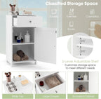 Giantex Floor Bathroom Storage Cabinet - Freestanding Cabinet with Drawer, Door, Adjustable Shelf, Anti-Tipping Device, Storage Organizer for Sofa Side, Bathroom, Living Room, Bedroom, White (White)