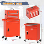 Tool Chest, 5-Drawer Rolling Tool Chest with Detachable Top Tool Box, Tool Box with Wheels, Tool Storage Cabinet for Garage Warehouse Workshop (Red)