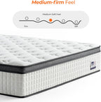 12 Inch Full Mattress, Medium Firm Full Size Hybrid Mattress with Pocket Springs for Breathability, Pressure Relief, Motion Isolation, Pro Coil Edge Support, CertiPUR-US Certified