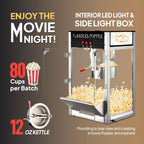 ROVSUN Popcorn Machine with 12 Ounce Kettle Makes Up to 80 Cups ETL Certified, Countertop Popcorn Maker Commercial Popcorn Machine w/Stainless Steel Scoop, Oil Spoon & 3 Popcorn Cups for Theater Home