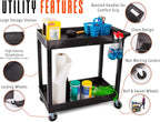 Stand Steady Original Tubstr 2 Shelf Utility Cart/Service Cart Supports up to 400 lbs. - Heavy-Duty Storage Cart for Garage, Warehouse, Kitchens, Plastic Tub Carts with Deep Shelves (Black, 32 x 18)