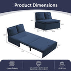 ijuicy 3 in 1 Twin Size Pull Out Sofa Bed Linen Sleeper Sofa with Pullout Bed, Convertible Loveseat Couch Beds with Pillows and Tri-fold Mattress for Small Space Apartment, Dark Blue
