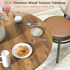 Unovivy 31.5" Small Round Dining Table for 2-4, Space Saving Circle Kitchen Dinner Table, Industrial Mid Century Modern Dining Room Desk for Kitchen, Apartment, Light Brown