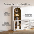 mopio Blake Tall Display Cabinet, Kitchen Buffet Pantry Cupboard, Trophy Display Case, Storage Cabinet Scratch Resistant Acrylic, Modern Farmhouse Curio Organizer (White Oak Acrylic Hutch, Single)