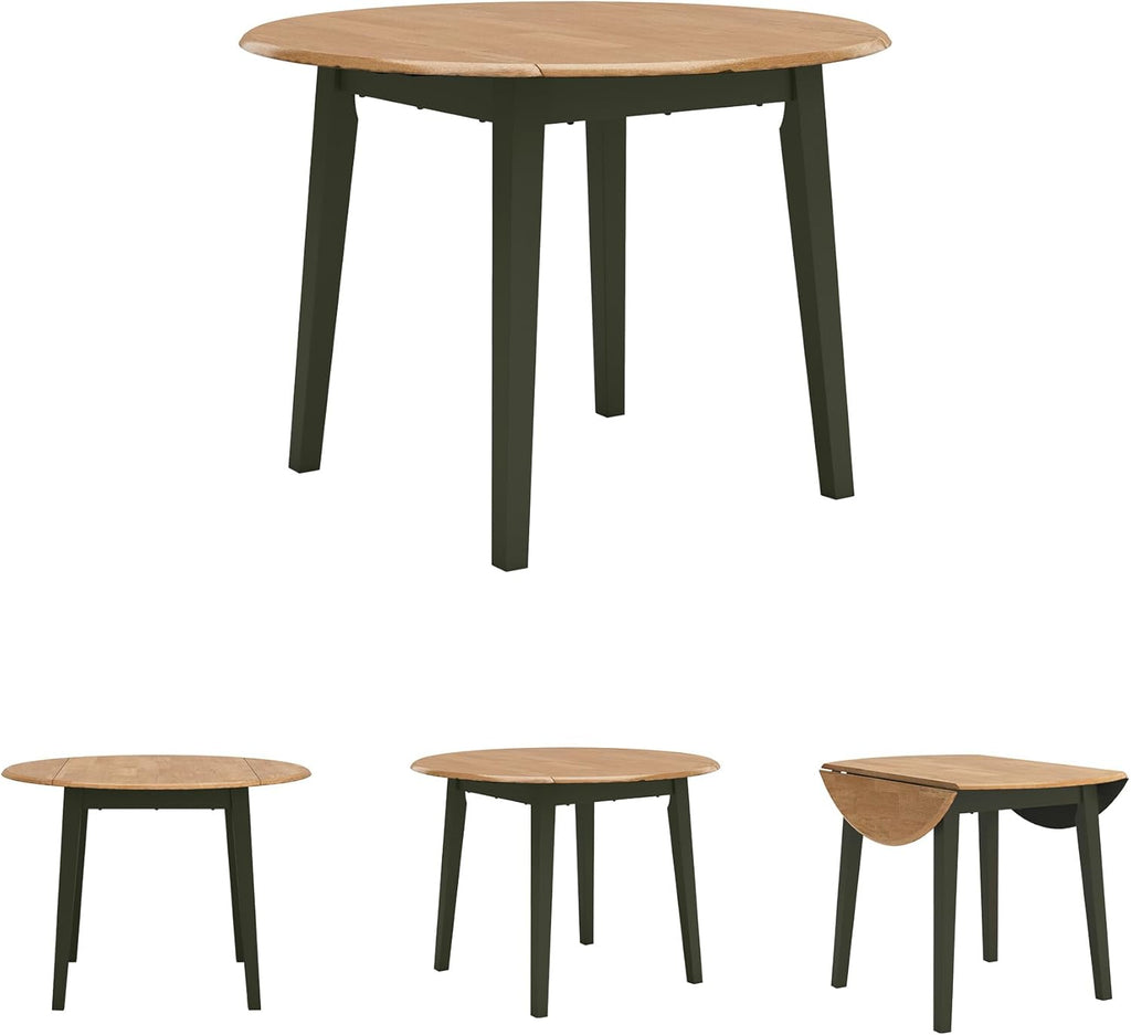 Signature Design by Ashley Gesthaven Modern Dining Drop Leaf Table with 4 Legs, Light Brown & Green