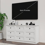63 Inch 9 Drawer Tall Dresser, White Dresser for Bedroom, Modern Chest of Drawers with Deep Drawers and Handles, Wooden Dressers TV Stand, Long Dressers Organizer for Living Room, Hallway