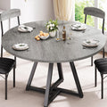 Jocoevol 42“ Round Kitchen Dining Room Table for 2-4, Circle Dining Dinner Table with Pedestal Metal Frame, Space Saving Wood Industrial Furniture for Small Space (Grey, 42IN)