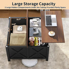 Lift Top Coffee Table with Storage, 31.5" Farmhouse Coffee Tables with Wooden Lift Tabletop and Hidden Compartment Square Center Table for Living Room, Small Space Home Office, Black