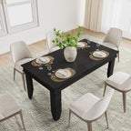 GarveeHome Farmhouse Dining Table for 6-8 People, 71 in Long Kitchen Tables with Wooden Sturdy Frame, 6 ft Large Rectangular Dinner Table for Dining Room, Kitchen, Black, 63" Non-extendable