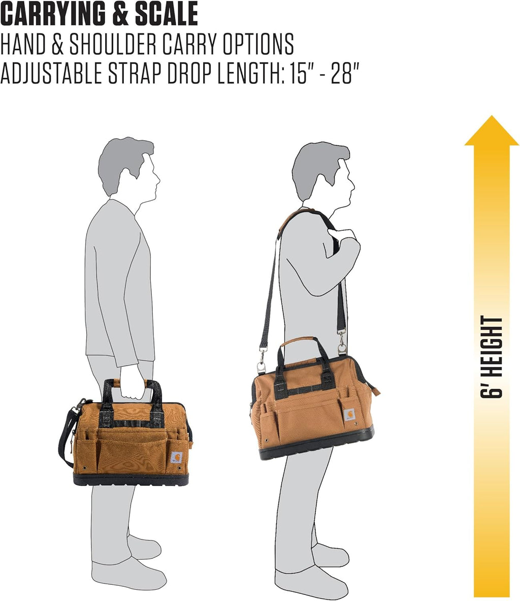 Carhartt Onsite Tool Bag, Durable Water-Resistant, Tool Storage Bag, Heavyweight w/Molded Base, 16-Inch, Carhartt Brown