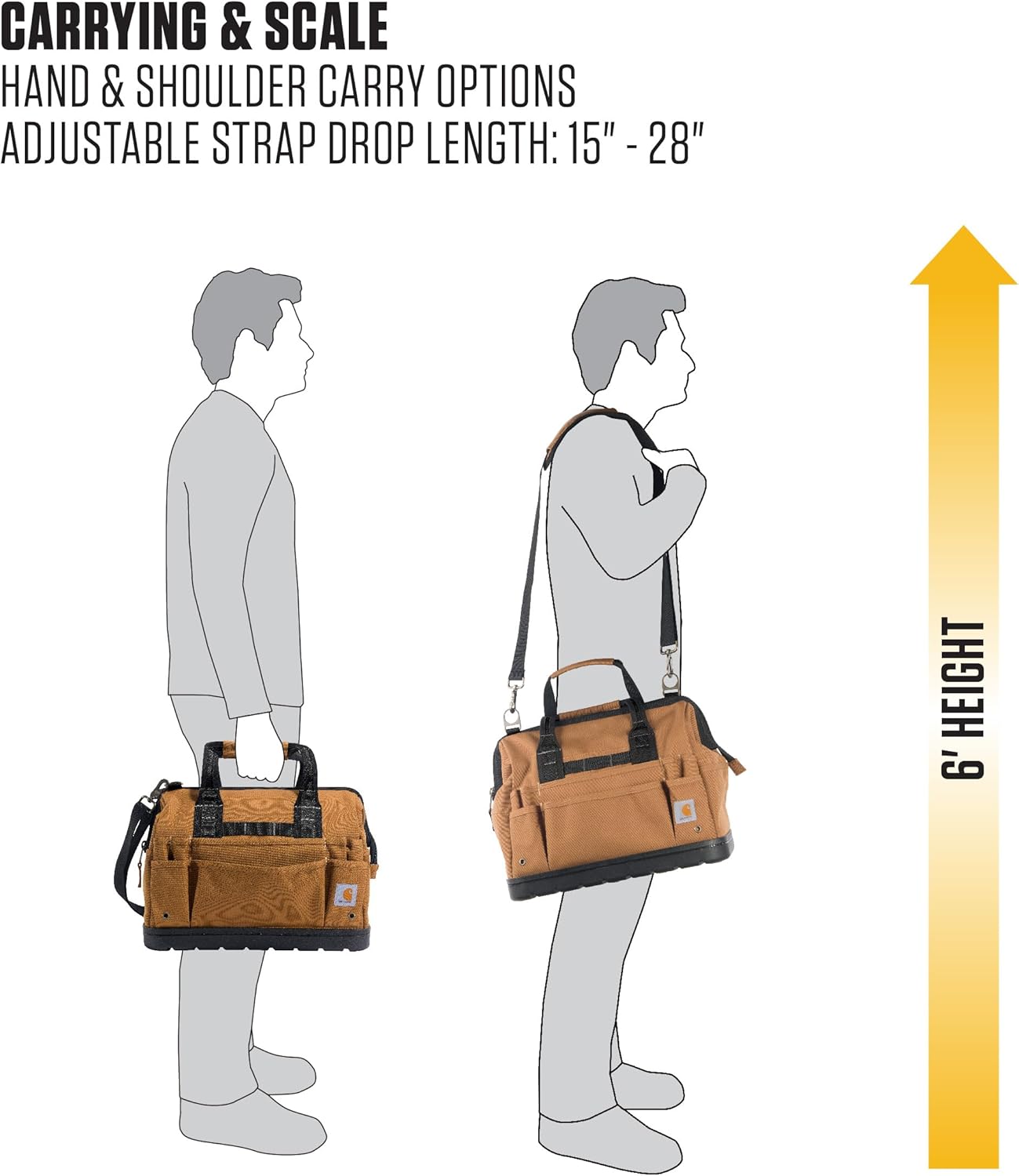 Carhartt Onsite Tool Bag, Durable Water-Resistant, Tool Storage Bag, Heavyweight w/Molded Base, 16-Inch, Carhartt Brown