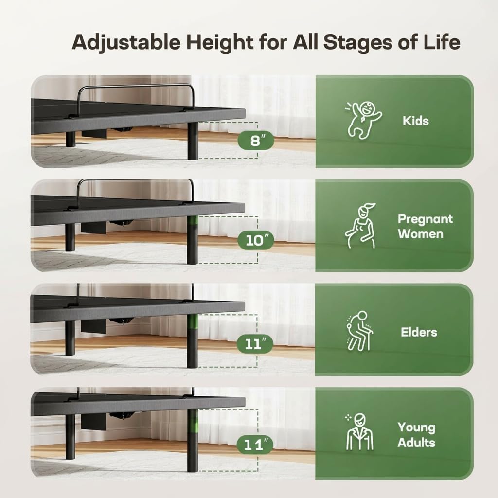Marsail MS01 Queen Adjustable Bed Set with 6-Inch Gel Memory Foam Mattress,Includes Adjustable Bed Base Featuring Wireless Remote Control, Under-Bed Nightlight, and 4 Height Options
