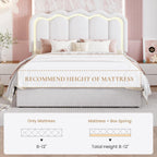 SHA CERLIN Upholstered Full Size Bed Frame with LED Lights and Large Storage Drawer, Velvet Platform Bed with Adjustable Wavy Headboard, Noise Free, Easy Assembly, No Box Spring Needed, Soft White