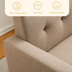 HUIMO Fabric Accent Chairs Set of 2, Button Tufted Living Room Chairs Easy to Install, Mid Century Modern Chair, Upholstered Arm Chair for Living Room Bedroom Study Office (Brown)
