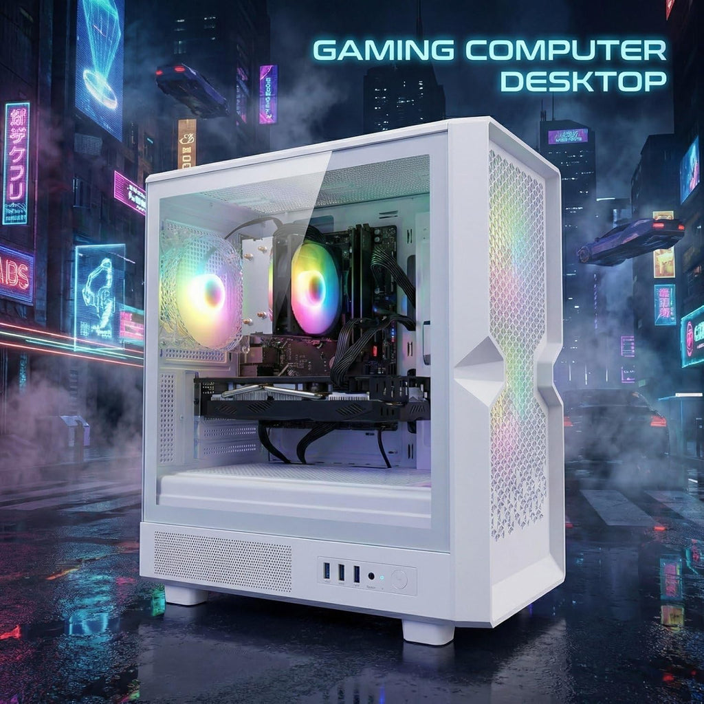 STGAubron Gaming PC Computer Desktop  Radeon RX 580 16G  Intel Core i7 up to 3.9G  16G RAM  512G SSD  WiFi 6  BT 5.0  RGB Fan x3  Windows 11 Home