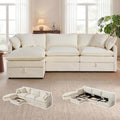 Modular Sofa with Storage, 103" L Shape Sectional Cloud Couch, Comfy Fabric Couch with Movable Ottoman, 4 Seat Modern Deep Seat Sofa for Living Room (Beige Chenille)
