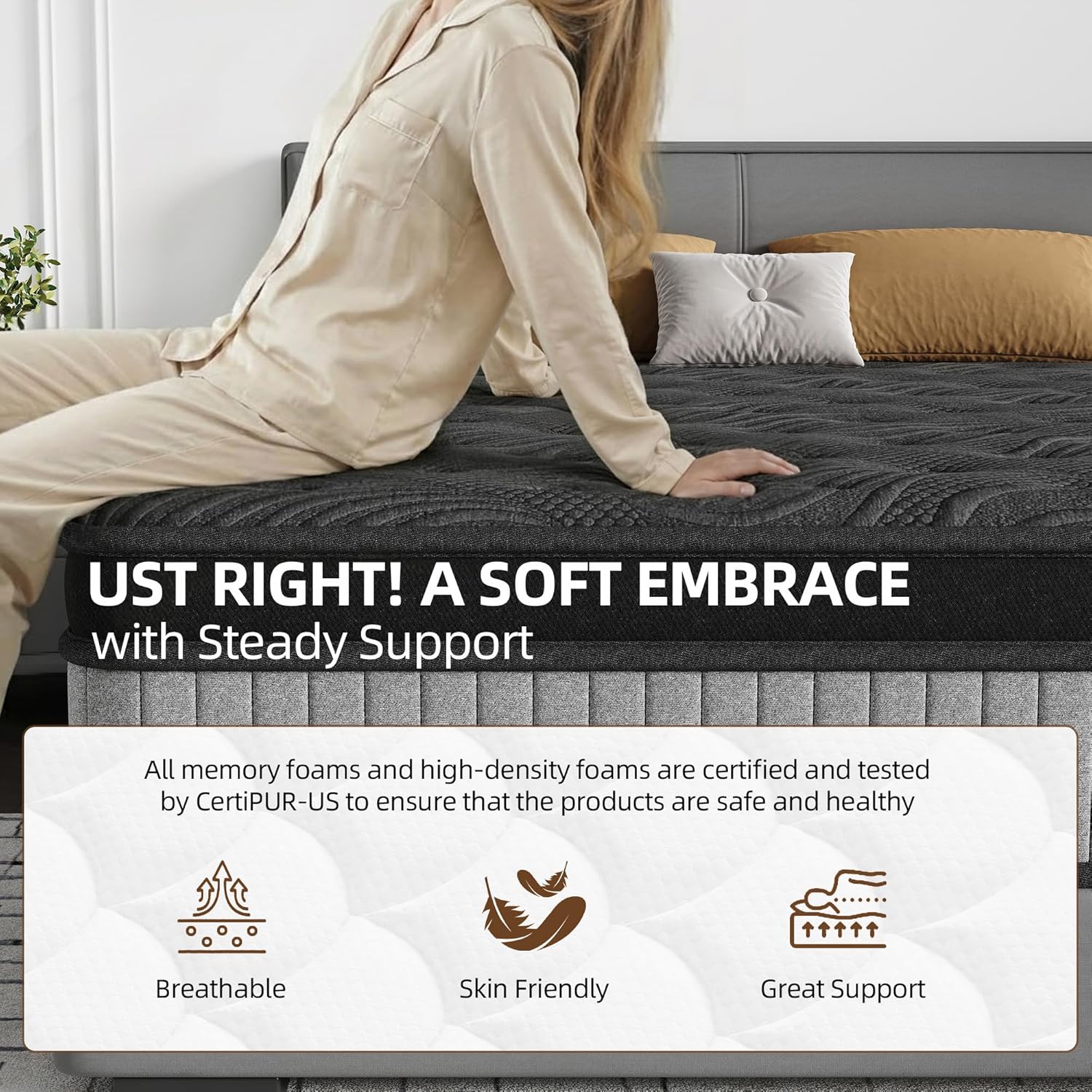 12 Inch Queen Luxury Hybrid Mattress - Gel Memory Foam & Pocket Springs for Cooling Comfort & Motion Isolation, CertiPUR-US Certified, in a Box
