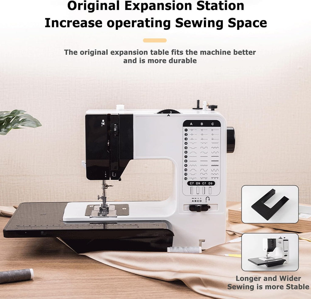 12 Stitches Mini Electric Sewing Machine with Sewing Table and 113 Pcs Sewing Kit Portable Sewing Machine with Dual Speed for Beginners