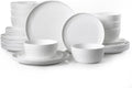 KINGSTONE Ceramic Dinnerware Set, 24-Piece Porcelain Plates and Bowls Set for 8, Matte Black or White, Hammered Texture, Microwave, Dishwasher & Oven Safe, Perfect for Home, Weddings & Gifts