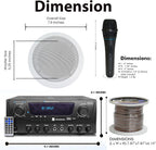 Home Theater System Kit 1000 Watts Bluetooth Receiver w/ 6 Qty 5.25" 175 Watts Each in-Wall in-Ceiling Speakers & 16 Gauge 250 ft. Speaker Wire Portable Microphone w/Remote Control by Technical Pro