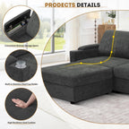 108'' Chenille Sectional Couch with Storage Armrests,U Shaped Upholstered Sofa with 2 Movable Ottomans, 5-Seat Modular Couch with Cup Holders for Living Room, Grey