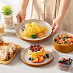 vancasso ONION Ceramic Plates and Bowls Sets, 24 Pieces Grey Dinnerware Sets for Kitchen, Reactive Glaze Dishes Set for 8, Dishwasher and Microwave Safe