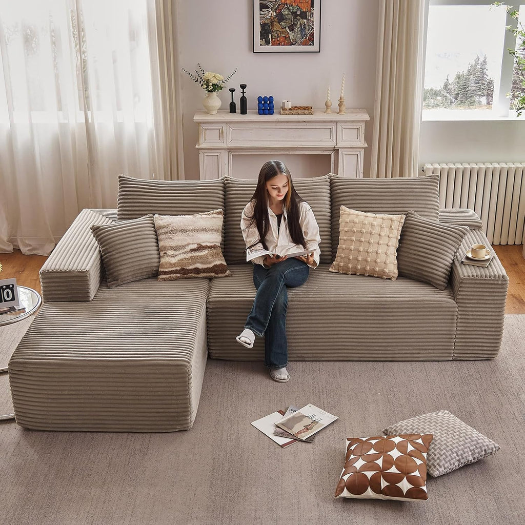 107.5" Cloud Sectional Couch with L-Shape Chaise, Modern Cloud Couch with Deep Seat, Modular Sectional Couches for Living Room, Apartment, Office, No Assembly Required