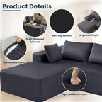 DUMOS 108" Boneless Couch, Cloud Sectional Couch with L-Shape Chaise, Modular Sectional Sofa with Deep Seat, Upholstered Couch for Living Room Bedroom, No Assembly Required (Grey, Left Facing Chaise)